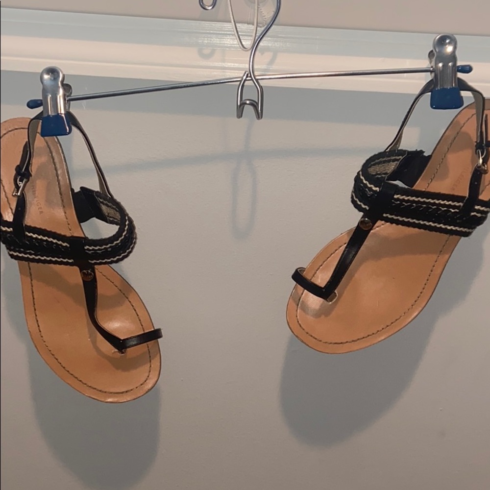 Tommy Hilfiger black and white sandals